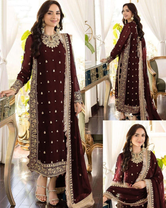 chiffon embrioded sequenc luxury 3pc