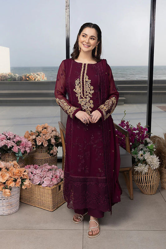 chiffon embroided 3 pc