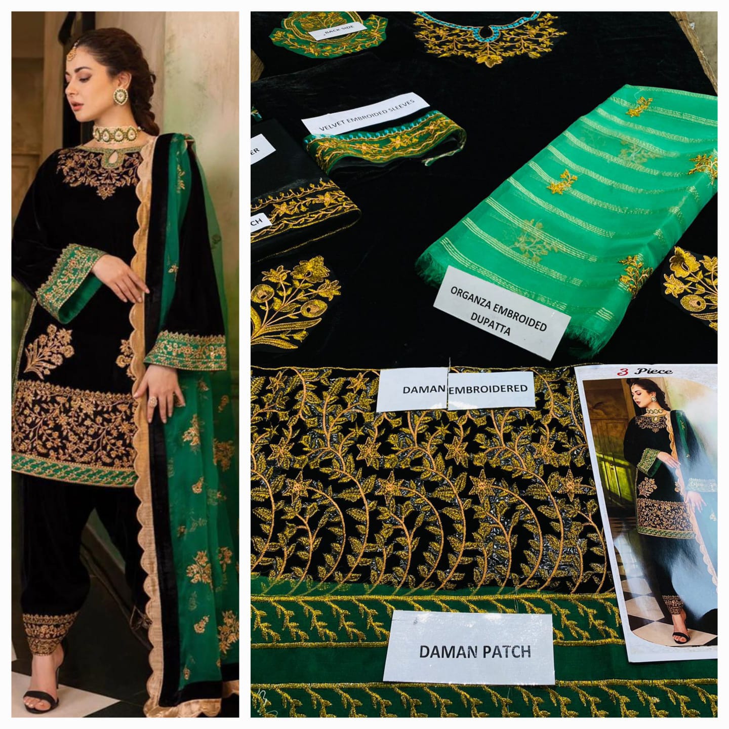 Party wear luxury velvet unstitched 3 pc