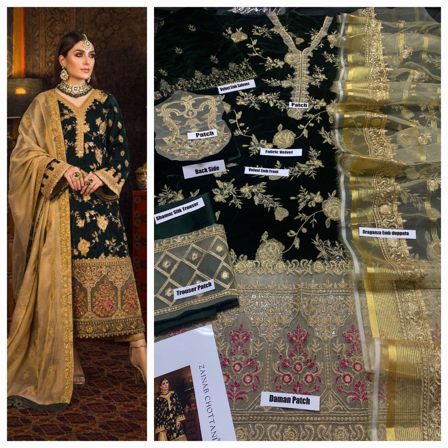 Party wear luxury velvet unstitched 3 pc