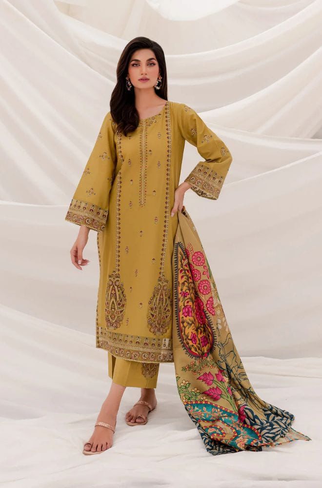 Winter dhanak embroidered 3 pc