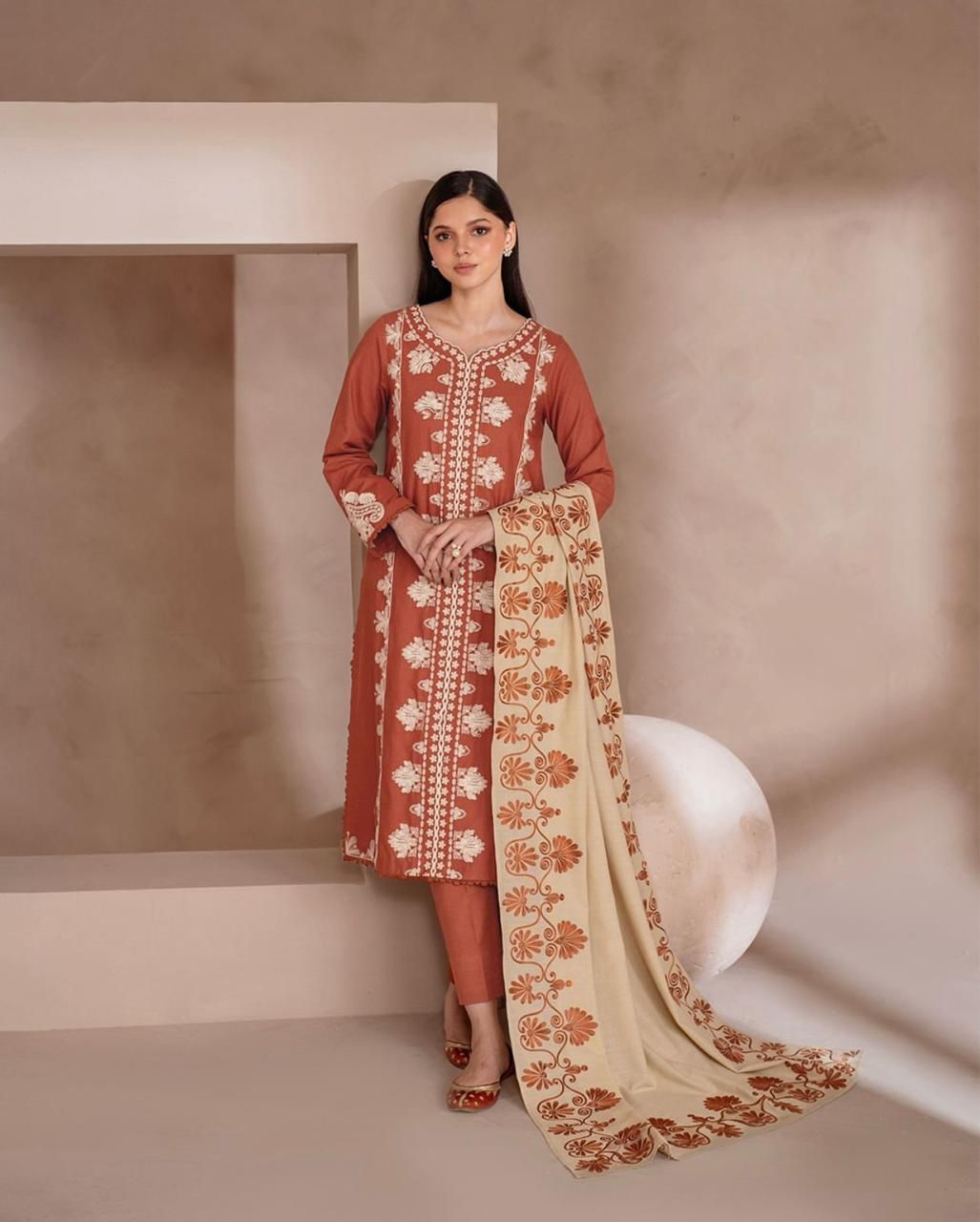 Winter dhanak embroidered 3 pc