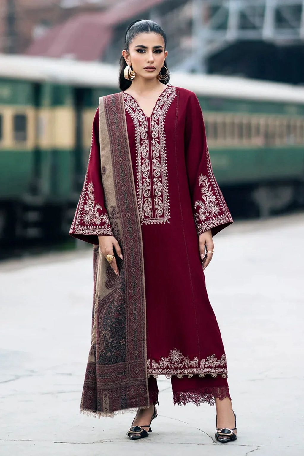 Winter dhanak embroidered 3 pc