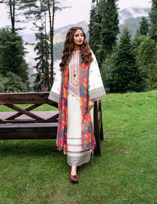Winter dhanak embroidered 3 pc