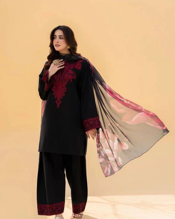 Winter dhanak embroidered 3 pc