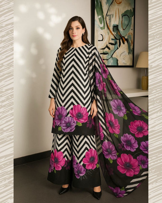 Printed silk 3 pc