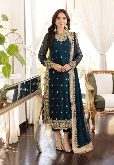 chiffon embroided sequence luxury 3 pc