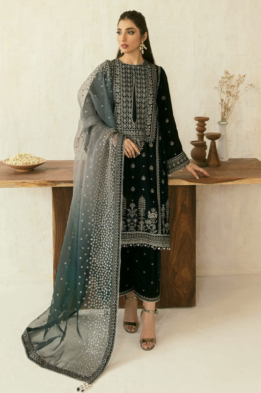 Party wear luxury velvet unstitched 3 pc
