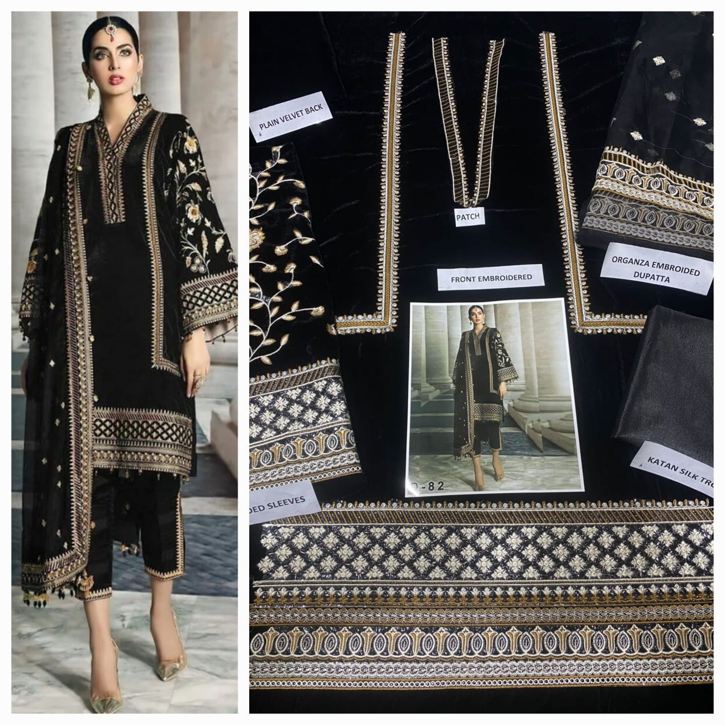 Party wear luxury velvet unstitched 3 pc