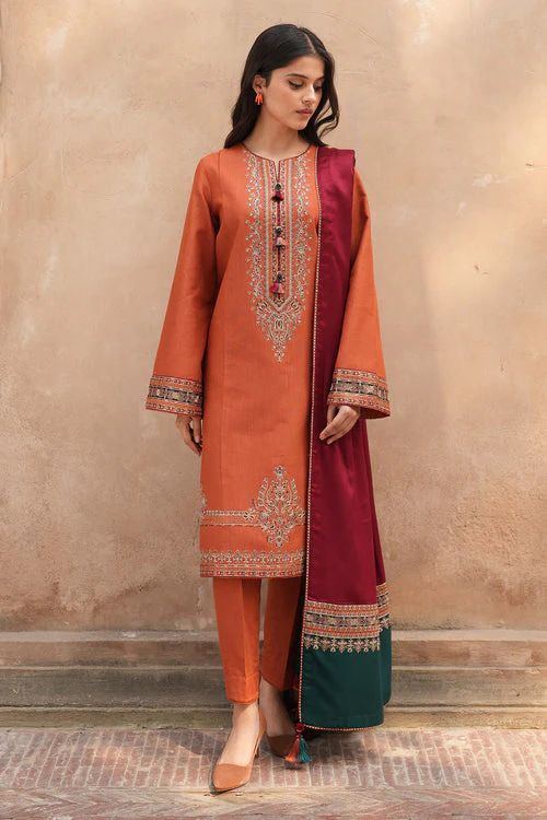 Winter dhanak embroidered 3 pc