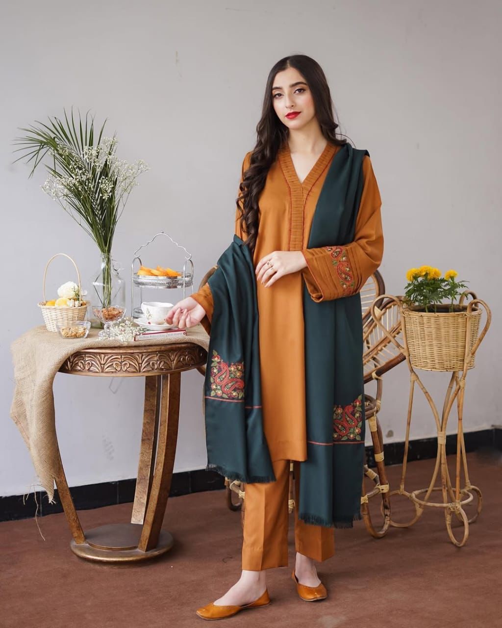 Winter dhanak embroidered 3 pc