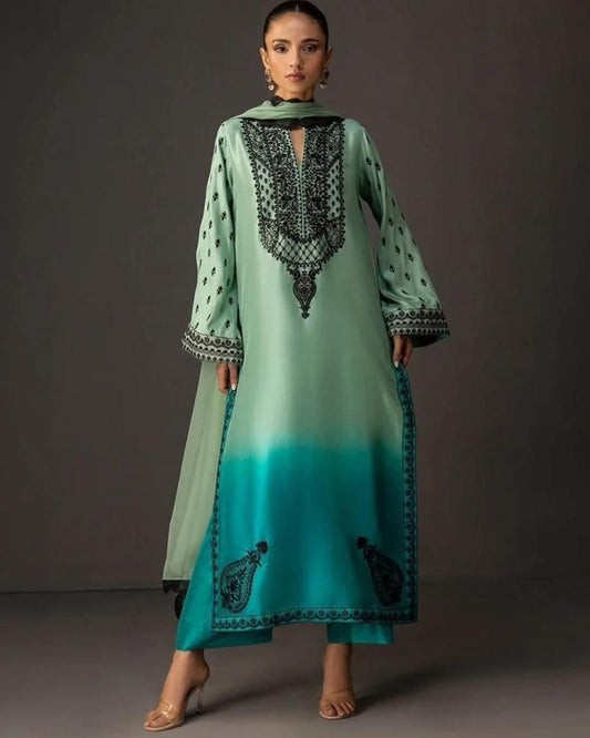 Printed silk 3 pc